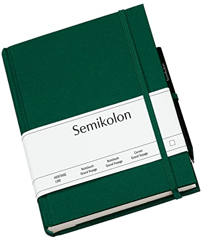 Semikolon 364101 Reisetagebuch Grand Voyage - 14 x 19,2 cm 304 Seiten - 2 Lesezeichen Weltkarte - forest grün