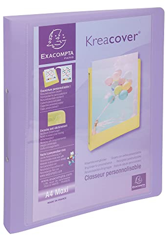 Exacompta - Réf. 54779E - 1 classeur semi-rigide - en polypropylène - Kreacover pastel - 2 anneaux ronds diam 30mm - dimensions 320x268 mm - pour format A4 maxi - couleur aléatoire