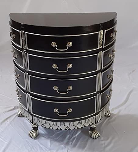 Kunibert Antike Louis Seize Kommode Sideborde Anrichte Möbelstück Farbe: schwarz mit Silber Breite67cm