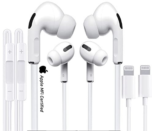 2 Pack Apple Wired Earphone Lightning Connector, iPhone In-Ear Headphones,[Apple MFi Certified] HiFi Audio Stereo Noise Isolating Earbuds with Mic+Volume for iPhone 13/13 Mini/12/SE/11/XS Max/X/XR/8/7
