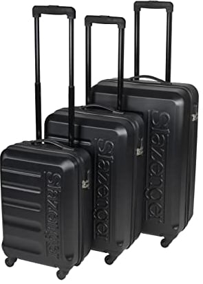 Slazenger Kofferset - 3-Teilige Reisekoffer Set Kofferset - Hartschalenkoffer Klein, Mittel und Groß - Reisekoffer mit Rollen und Schloss - Ultraleichtes Gewicht - ABS Kunststoff - Schwarz