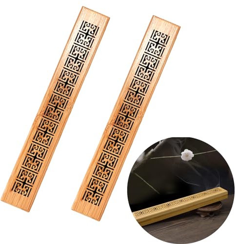 2 Pièces Boîte Porte-Encens, Boîte d'Encens à Brûler, Exquis Boîte Bâtons d'Encens Bois, Motif Sculpté, Postuler à pour Méditation, Yoga, Aromathérapie