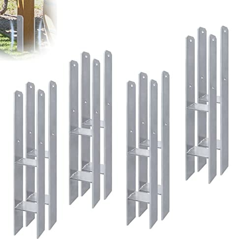 XMTECH H-Pfostenträger Stahl 91x600 mm für Holzpfosten 6 Stück | 5 mm Stärke, passend für Außenbereiche, Gartenkonstruktionen und Holzbau, einfache Montage für verschiedene Bauvorhaben