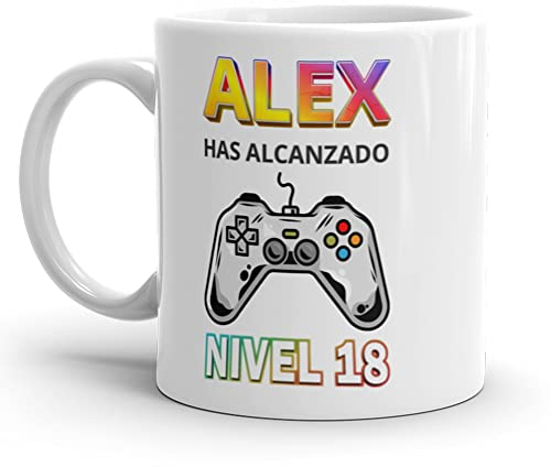 Zumo Digital Taza Gamer Personalizada Regalos de Cumpleaños Para Jugones Nivel Alcanzado, Cerámica 330ml (Blanco)