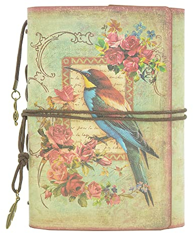 NectaRoy Retro Vintage Leather Writing Journal Notebook, European Style Spiral Bound Loose-leaf Refillable Daily Sketchbook Diary Traveler with Blank Inserts and Zipper Pocket, 185x130mm