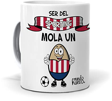 Taza para Hinchas del Sporting | Ser del Sporting Mola un Huevo | Regalo divertido para los Aficionados del Sporting de Gijón | Taza de Desayuno Divertida | Tazas de Cerámica | Capacidad 350 ML