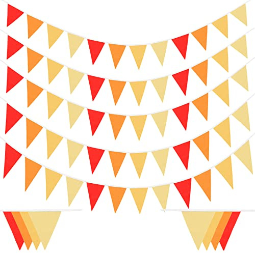 Laipuke 10m Guirlande de Fanions en Tissu avec 40 Drapeaux Oranges