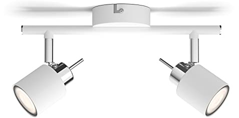 PHILIPS Meranti 2-er Deckenspots (35 W), elegante Deckenleuchte mit zwei flexiblen Spots, GU10 Leuchte ohne Leuchtmittel, weiß