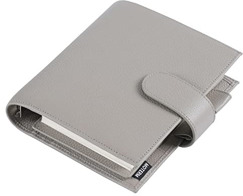 Moterm True-A6 Luxe Ringe Planer - Echtes Leder Binder Organizer (30mm Ring, Kiesel-Grau)