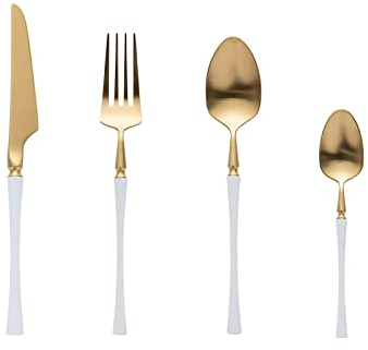 Vajilla Juego de cubiertos dorados de 24 piezas Cubiertos de cocina modernos y livianos para servir a 6 personas Juego de cubiertos Servicio de cena little surprise