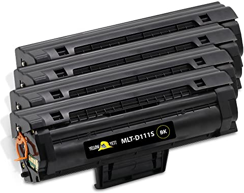 Yellow Yeti MLT-D111S Tonerkartusche Kompatibel mit Samsung Xpress M2020 M2020W M2021 M2021W M2022 M2022W M2026 M2026W M2070 M2070F M2070FW M2070W M2071 M2071HW Schwarz, 4 Stück