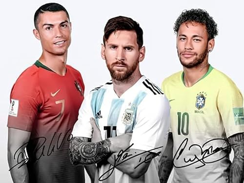 Lionel Messi Cristiano Ronaldo Neymar Jr, Poster, gerollt, Größe 30,5 x 40,6 cm von Dark Handicraft One