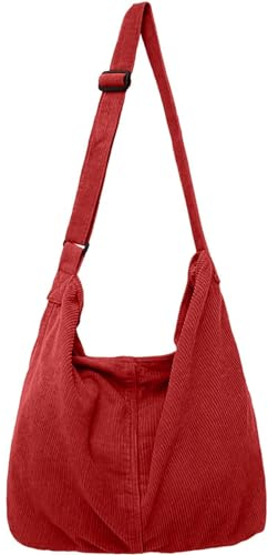 X SIM FITNESSX Unisex Cord Tasche Umhängetasche Schultertasche groß Damen Shopper Tasche Fashion Stofftasche für Alltag/Büro/Schule/Reisen (Karamellfarbe)