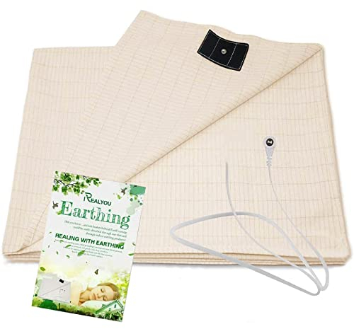 Erdungsmatte mit Erdungsanschlusskabel, Earthing Matte, Erdungsfolie mit leitfähiger Silberfaser,Erdungsbettlaken leitfähig Für Besseren Schlaf (68×132cm/27×52in)
