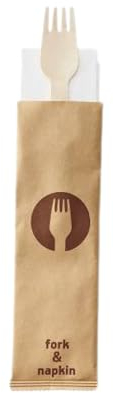 SOLEPLASTIC Posate Usa E Getta In Legno Forchetta Usa E Getta Con Tovagliolo Forchetta Legno Monouso Imbustata (48)