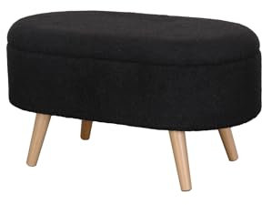 La Maison Large Boucle Ottoman Storage Living Room Hallway Seat Bench Stool Teddy Removable Lid Stylish Practical Footstool Pouffe Wooden Legs