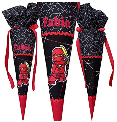 Geschwisterschultüte,Schultüte Ninja,passend zum Step by Step Dragon Drago,Benutzerdefinierte, Genäht, für jungen, Name