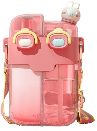 Taza De Agua Para Niños De Doble Trago, Vaso Con Pajita De Dibujos Animados, Doble Trago Separado, Gran Capacidad, Atractivo Verano, Sin BPA, Adecuado Para Niños Y Niñas (18 Y 27 Onzas) ,780ml,Red