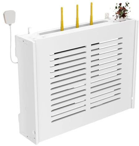 Meiiron Drahtloses WLAN-Router-Rack, Router-Modem-Schrank, Jalousien, Aufbewahrungsregal, Dekoration, 2-lagige Kabelmanagement-Versteckbox, (Size : 42x11x31cm)