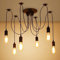 Lightess Pendelleuchte Spinne 6 Flammig Kronleuchter Industrial Schwarz Deckenlampe Vintage E27 Hängelampe Pendellampe für Schlafzimmer Wohnzimmer Esszimmer