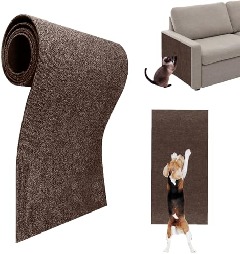 Kratzmatte für Katzen, Selbstklebend Kratzmatte Katze, DIY Trimmbarer Teppich Matte Pad Katzenkratzbretter, Kratzschutz Katzenkratzmatte für Schützt Teppiche Sofa Möbelschutz(braun,XL)