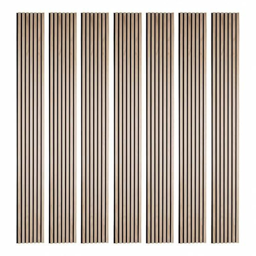 Lot de 7 Panneaux tasseaux bois 250 x 30 x 2 cm - décor chêne clair fond noir - 5,25m²