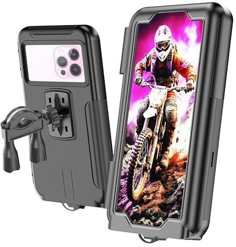 Support Telephone Moto Velo Etanche Coque a fenetre Arriere valable pour Les Smartphones jusqu'a 7,5 Fixation incassable sur Le Guidon