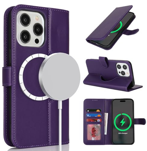 SailorTech for iPhone 13 Pro Max Wallet Case with Card Holder for Women, iPhone 13 Pro Max Phone Case Wallet with Credit Card with Flip and Man Case-Dark Violet