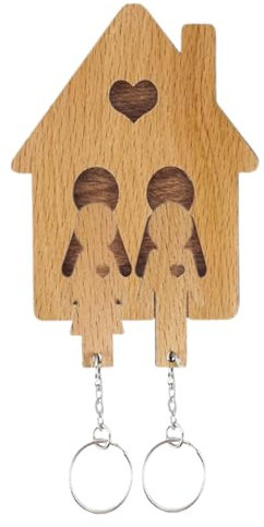 Porte-clés en bois pour couple, crochet à clés en bois pour couple - Support mural décoratif en bois pour clés familiales - Porte-clés familial, organisateur de clés, crochets pour clés d'entrée, port