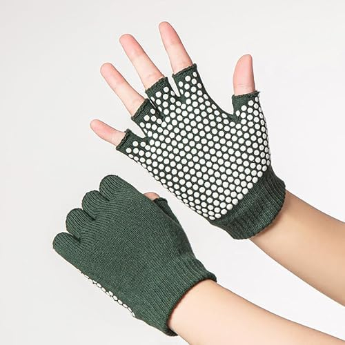 Bomclap Yoga Handschuhe, Griffige Gym Handschuhe, Damen Fingerlose Handschuhe, Grün