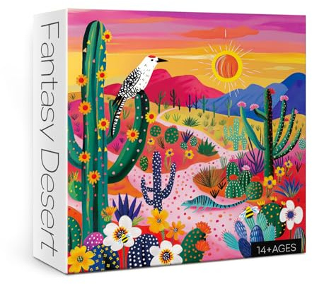 Colorful Succulent Desert Puzzles for Adults 1000 Pieces, Nature Plant Cactus Jigsaw Puzzles, Bird Art Fantasy Puzzles