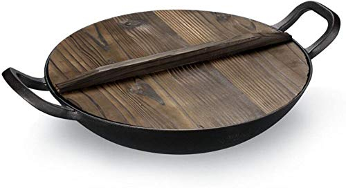Wok, Sartén Antiadherente Olla Doméstica Sin Revestimiento Sartén Binaural De Hierro Fundido Cocina De Inducción Olla De Hierro Fundido Universal 36cm