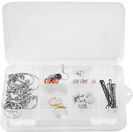 Dokeno Schmuckschatulle Plastik, 14x9.5x4 cm Schmuckkästchen 2 Ebenen Transparent, Schmuckbox Reise Klein, Schmuckaufbewahrung Organizer, Schmuckkasten Damen, Sortierbox für Ohrringe und Ringe (Weiß)