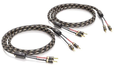VIABLUE SC-2 Silver Single-Wire * High-End Lautsprecherkabel * T8 Bananenstecker, echtvergoldet * Modell 2024 * 1 Paar * mit Splitter * 150 cm * 1.5 m