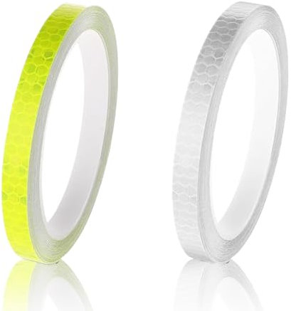 2 Rollen Reflektierende Klebeband, 10mm x 8m Warnklebeband, Wasserdicht Reflektorband,Reflektorband Selbstklebend,Intensität Reflektor Warnband,Reflektierend für Fahrrad, Fahrzeuge, Autos