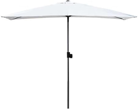 Ombrellone semicircolare per esterni, 2,4 x 1,2 m, con manovella, per balcone, ombrellone da parete, regolabile in altezza e 5 stecche per una maggiore ombra, Beige, 250x130cm