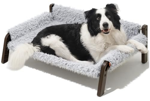 MEWOOFUN Elevated Raised Dog Sofa Bed - 87x63x28cm Breathable Pet Bed with Removable Washable Cover, for Large Medium Dogs with Anti-Slip Bottom