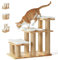 FUKUMARU Hundetreppe, 3 Stufen Haustiertreppe, Katzentreppe aus natürlichem Gummiholz und Jute，18-50cm einstellbare Höhe, Hält bis zu 90 kg，Plüschkissen waschbar, 6 Kombinationsmöglichkeiten