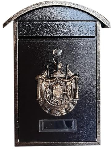 SCBTGKLN Briefkasten, Briefkästen, Postkasten, Briefkasten Vintage, Briefkasten Retro, Briefkasten for den Außenbereich mit Schloss, Wandmontierter Briefkasten for Haus oder Büro(Brass)