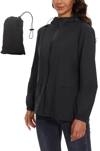 Molirex VêTements ImperméAbles Femme Avec Bande RéFléChissante,Veste De Pluie Pour Voyages Et Le VéLo,Style Vestes De RandonnéE Anti-Pluie