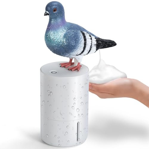 Tauben Seifenspender – Lustiger Tauben-KOT Induktions-Handwaschseifenspender, Automatischer Seifenspender, Berührungsloser Seifenspender für Küche & Badezimmer (Grey)