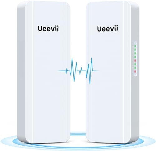 2.4G 5G Dual Band Wireless Bridge, IP65 Outdoor Point to Point WiFi Bridge CPE mit 2 1000Mbps RJ45 Port, 16dBi High-Gain Antenne, 5KM Long Range, 24V PoE Power, für Barn Shop Garage