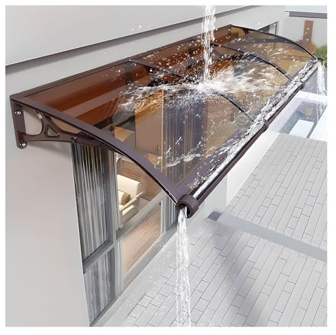 Transparent Arched Canopy for Front Door: Rain Sun and Wind Resistant Aluminum Alloy Awning Outdoors Marrone 60 * 120