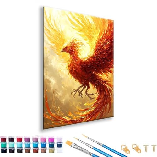 Malen nach Zahlen ab 7 8 9 10 11 12 Jahre Mädchen, Malen nach Zahlen Erwachsene Phönix Paint by Numbers Tier DIY Painting by Numbers Set für Deko Wohnzimmer, Geschenke für Frauen 90 x 120 cm L-2