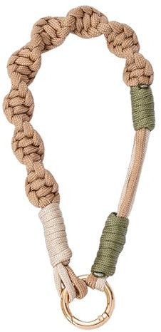 CHUQING Porte-clés cordon en macramé marron, chaîne courte pour téléphone portable, dragonne courte pour téléphone portable, porte-clés