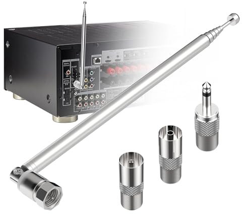 ANBOO 75 Ohm DAB FM Radio Antenna FM Aerial Indoor Antenna with 3 Adapters for Table Top TV, HiFi, AV Stereo Receiver, Mini System