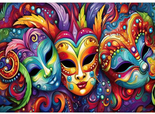 HUADADA Jigsaw Puzzles for Adults 1000 Pieces Exclusive to Amazon 1000 Piece Jigsaw Puzzles for Adults-Carnival Masks
