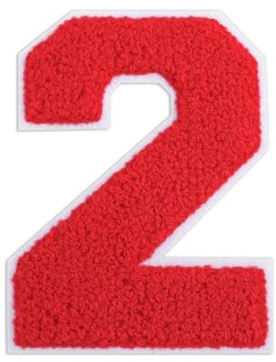 QianSiLi 4.5 Inch Chenille Iron On Patches for Clothing Embroidered Patch Iron On Numbers for Football Shirts Clothes Jacket Hoodie Varsity (Red,2)