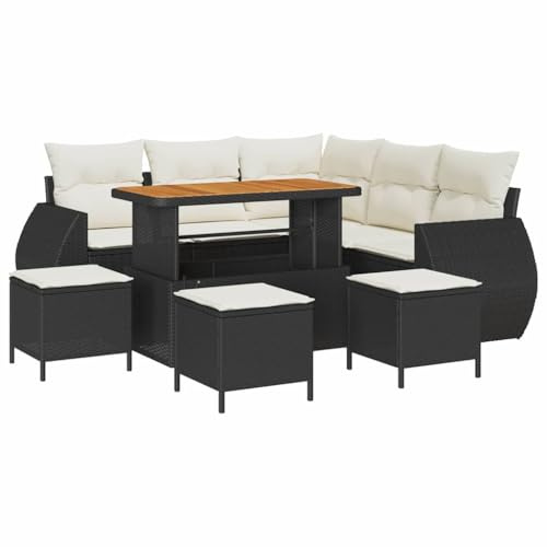 vidaXL Gartensofa-Set 9 STK. 8-Sitzanzahl Schwarz und Creme