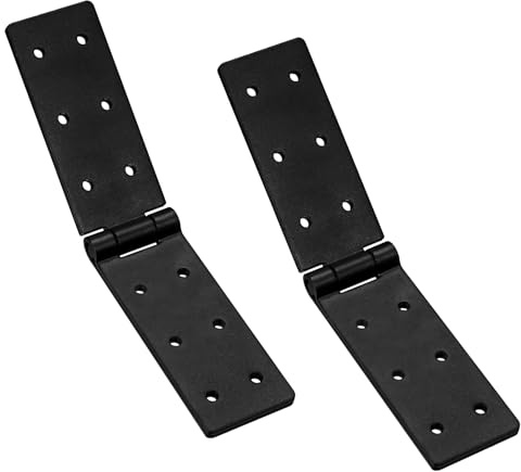Lot de 2 charnières pliantes pour charges lourdes - Noir - Pour porte en bois, porte de jardin, armoire